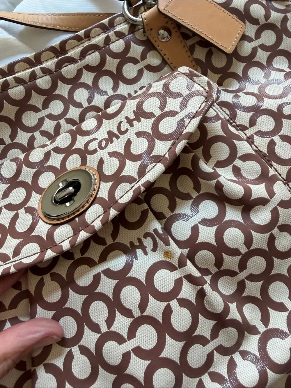 Coach Leah Optic Art Coated Canvas Large Bag Tote #13142